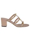 Valentino Rockstud T. 60 Strappy Mules In J Rose Cannelle Latte Menta