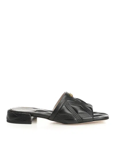 Valentino Garavani Black Quilted Nappa Leather Quiltie 67 Slide Sandals