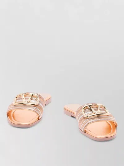 Valentino Garavani Slide Sandal Decorative Buckle Striped Sole In Multi