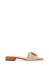 Valentino Vlogo Embellished Textured-leather And Canvas Slides
