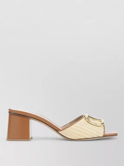 Valentino Garavani Slide Sandals Wide Heel Leather Sole In Neutral