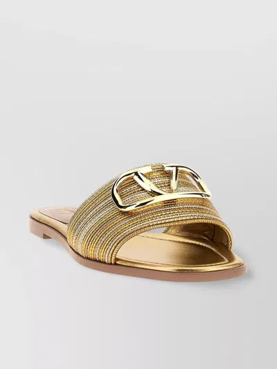 Valentino Garavani Slide Sandals With Flat Sole And Gold-tone Hardware