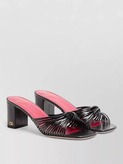 Valentino Garavani Slide T60 Mules Block Heel Knotted In Black