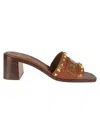 Valentino Plaster Caster 60 Studded Leather Mules In Tobacco