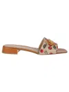 Valentino Garavani Natural Leather And Cotton Flats In Multi