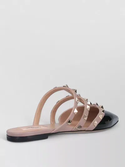 Valentino Garavani Slides Flat Sole Open Back Pointed Toe In Nude