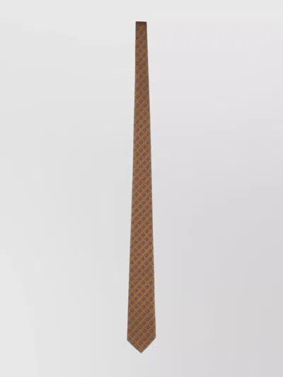 Valentino Garavani Slim Diamond Pattern Silk Tie In Brown