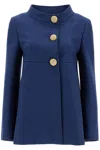 Valentino Slim Indigo Silk Jacket With Golden Buttons In Blue