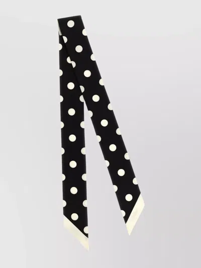 Valentino Slim Polka Dot Scarf With Contrast Edging In Black