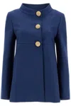 Valentino Slim Indigo Silk Jacket With Golden Buttons In Blue