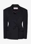 Valentino Slim Wool Blazer With Bow In Black