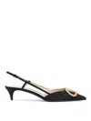 Valentino Crystal Buckle Pointed Toe Stiletto Pumps In Black
