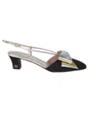 Valentino Slingback Decollete Bowow In Moire Tissue In V Nero Silver Old Gold