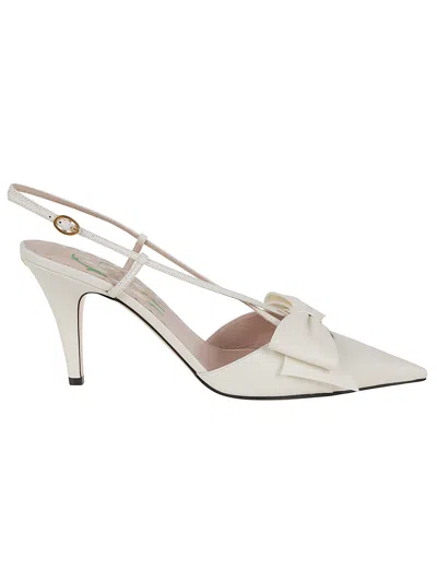 Valentino Garavani Valentino Bowow 85 Leather Slingback Pump In White