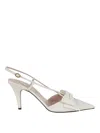 Valentino Bowow 85 Leather Slingback Pump In White