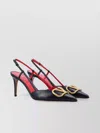 Valentino Garavani Vlogo Signature Satin Slingback Pumps 80mm Woman Black 40.5
