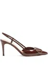Valentino Garavani  Garavani Brown Patent Slingback Pumps In Multi