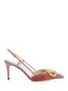 Valentino Garavani Vlogo Signature Slingback Pumps In Velvet With Jewel Logo 80mm Woman Phard 40.5 In Purple