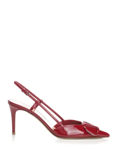 Valentino Garavani Valentino Vlogo 80 Patent Slingback Pump In Burgundy