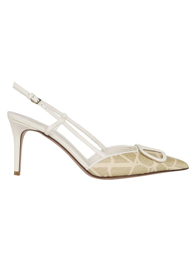 Valentino Garavani Sling Back Vlogo Signature T. 80 In Naturale Ivory