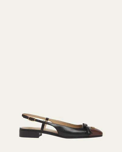 Valentino Garavani Valentino Valet Du Roi Leather Slingback Ballerina Flat In Black