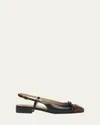 Valentino Valet Du Roi Leather Slingback Ballerina Flat In Nero Light Coffee