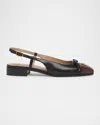 Valentino Valet Du Roi Leather Slingback Ballerina Flat In Nero Light Coffee