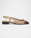 Valentino Valet Du Roi Leather Slingback Ballerina Flat In Nude