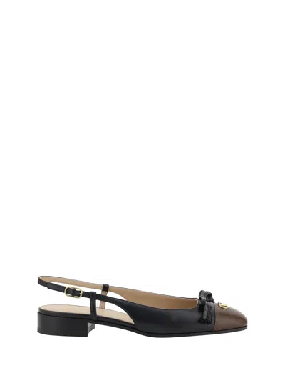 Valentino Garavani Valentino Valet Du Roi Leather Slingback Ballerina Flat In Black