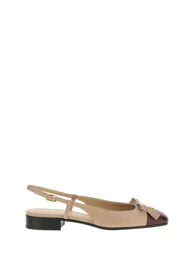 Valentino Garavani Valentino Valet Du Roi Leather Slingback Ballerina Flat In Brown