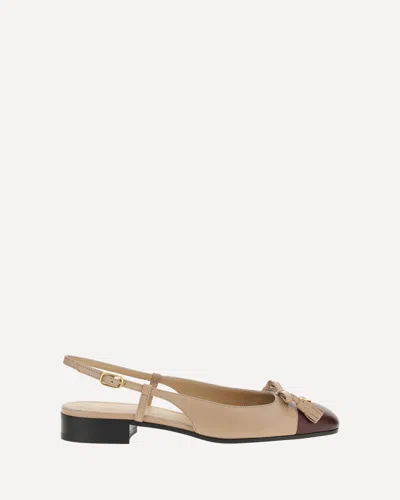 Valentino Garavani Valentino Valet Du Roi Leather Slingback Ballerina Flat In Brown