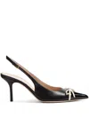 Valentino Garavani Leather Slingback With Patent Leather Toe In Schwarz