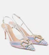 Valentino Garavani Vlogo Signature Metallic Slingback Pumps With Cornely Embroidery 80mm Woman Multi In Multicolor