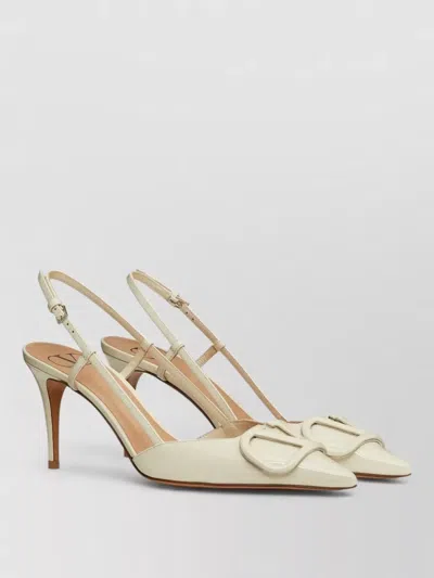 Valentino Garavani Vlogo Signature Patent Leather Slingback Pump 80mm Woman Light Ivory 41.5 In Multi