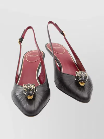 Valentino Garavani Slingback Pumps With Feline Head Detail In Black