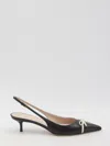 Valentino Bepointy 45 Bow-embellished Leather Slingback Pumps In Black