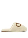 Valentino Logo-embroidered Slippers In White