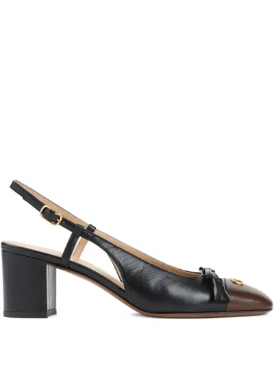Valentino Garavani Leather Vlogo Signature Pumps With Block Heel In Black