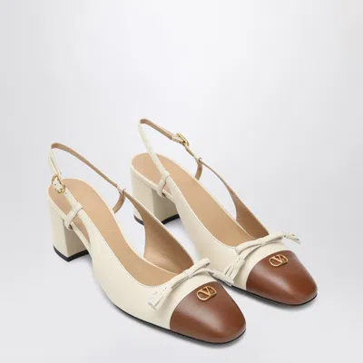 VALENTINO GARAVANI SLINGBACK VALET DU ROI PUMPS IN BUTTER/TOBACCO
