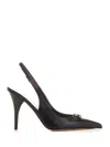 Valentino Garavani Black Slingback Pumps With Vlogo Detail In Leather Woman