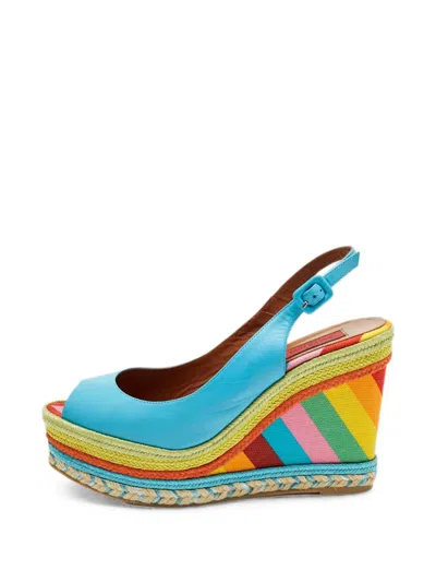 Pre-owned Valentino Garavani Slingback Wedge Sandals In Blue