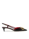 Valentino Slingback With Leather Logo In Black