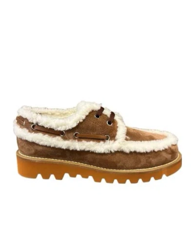 Valentino Garavani Valentino Slip-on Lace-up Flat Shoes In Brown