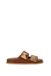 VALENTINO GARAVANI SLIPPERS AND CLOGS LEATHER BROWN TAN