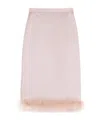 Valentino Satin Skirt With Feathers Woman Mauve 42 In Pink
