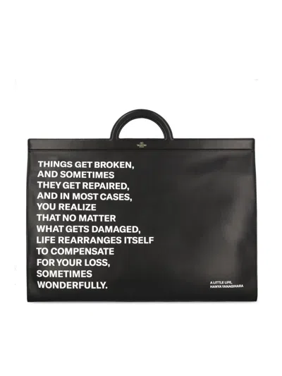Valentino Garavani Slogan-print Leather Tote Bag In Black