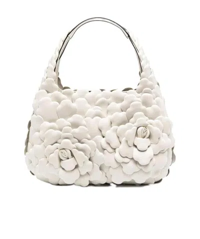 Valentino Garavani Small 03 Rose Edition Hobo Bag In White