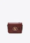 Valentino Womens Brick Ruby 9to5 Small Leather Shoulder Bag In Burgundy