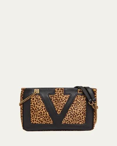 Valentino Garavani Small Animal-print Calf Hair Vlogo Tote Bag In Animal Print