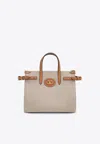 Valentino Antibes Canvas Handbag Structured Shape Buckle In Natural